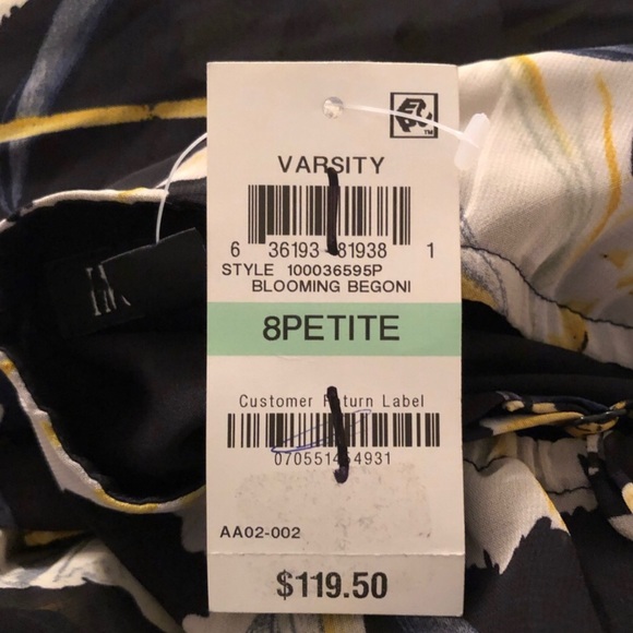 New INC High low dress. Black with blue yellow floral accents size 8P - Picture 7 of 8